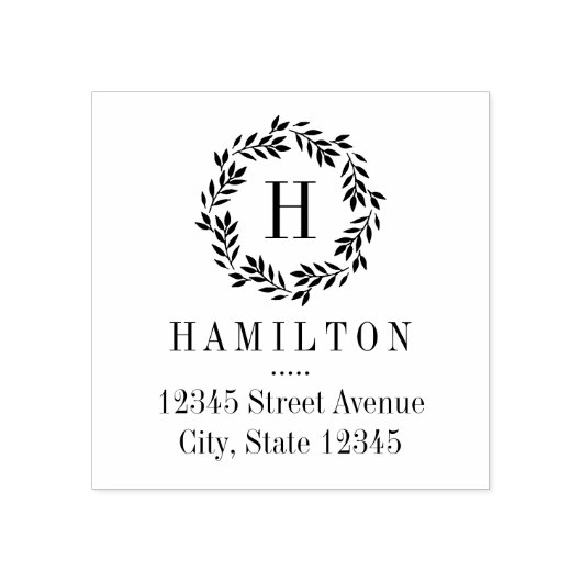 モノグラムリースパーソナライズされたウッドスタンプ ラバースタンプ (インプリント)