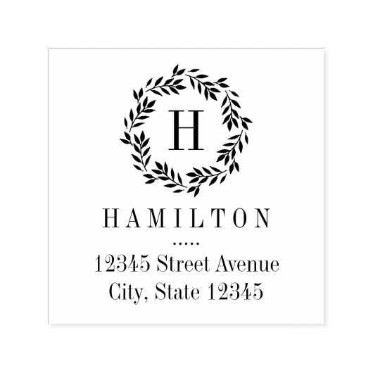 モノグラムリースパーソナライズされたゴムスタンプ セルフインキングスタンプ (デザイン)