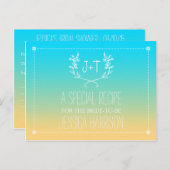 モノグラムリースビーチグラデーションブライダルシャワーレシピ インビテーションポストカード (正面/裏面)