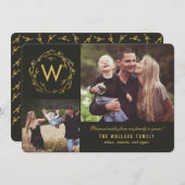 モノグラムリースホリデーフォトカード シーズンカード (正面/裏面)