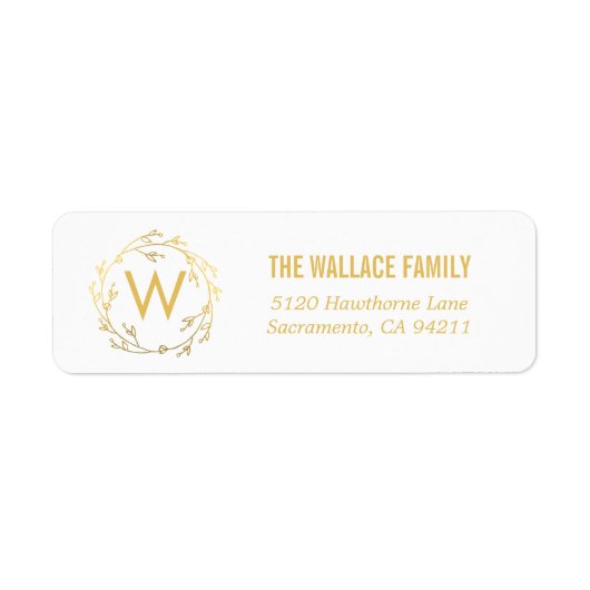 モノグラムリースホリデー差出人住所ラベル ラベル (正面)