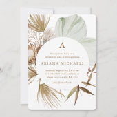 モノグラムリースワンフォト卒業パーティー 招待状 (正面)