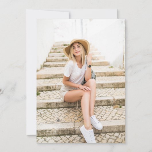 モノグラムリースワンフォト卒業パーティー 招待状 (裏面)