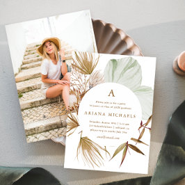 モノグラムリースワンフォト卒業パーティー 招待状