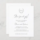 モノグラムリース予算婚約パーティ招待状 (正面/裏面)