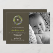 モノグラムリース冬の出産発表 案内状 (正面/裏面)