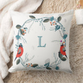 モノグラムリース及び鳥カスタム枕 クッション (ブランケット)