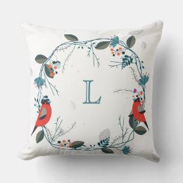 モノグラムリース及び鳥カスタム枕 クッション