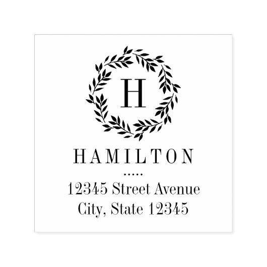 モノグラムリース差出人住所自己インキングスタンプ セルフインキングスタンプ (デザイン)