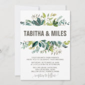 モノグラムリース結婚の葉 招待状 (正面)