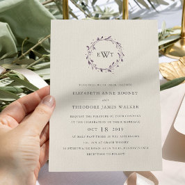 モノグラムリース結婚式招待状 | プラム 招待状