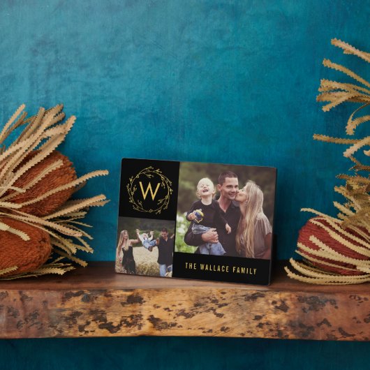 モノグラムリース編集可能カラーカスタムフォトフレーム フォトプラーク (側面)