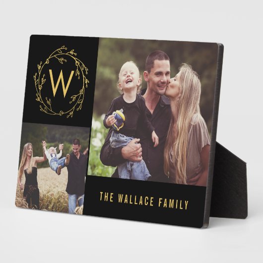 モノグラムリース編集可能カラーカスタムフォトフレーム フォトプラーク (側面)