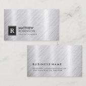 モノグラムルック付きプレミアムブラシ仕上げメタル 名刺 (正面/裏面)