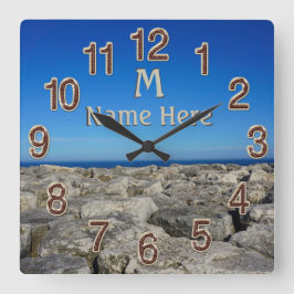 モノグラムレイパーソナライズされたクハウスウォールデコークロックズ スクエア壁時計