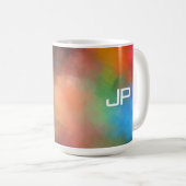 モノグラムレインボーカラフルカラー抽象芸術テンプレート コーヒーマグカップ (正面右)