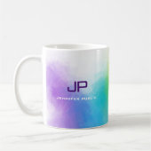 モノグラムレインボーカラーカラフル抽象芸術アート コーヒーマグカップ (左)