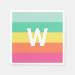 モノグラムレインボーシャーベットカラーブパーソナライズされたロック スタンダードカクテルナプキン