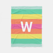 モノグラムレインボーシャーベットカラーブロックストライプファミリー フリースブランケット (正面)