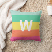 モノグラムレインボーシャーベットカラーブロックストライプ クッション (ブランケット)