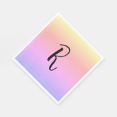 モノグラムレインボーパーソナライズされたカラー スタンダードランチョンナプキン (角)