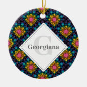 モノグラムレインボーフローラ噴水アールデコホタテ セラミックオーナメント (正面)