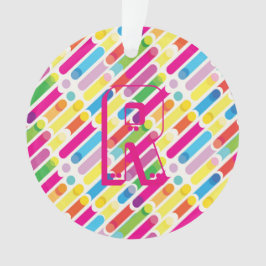 モノグラムレインボー斜め線パターンアーポップ・アートのト オーナメント