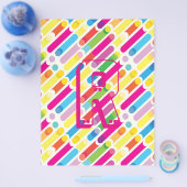 モノグラムレインボー斜め線パターンアーポップ・アートのト チラシ (シングル)