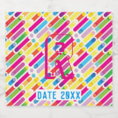 モノグラムレインボー斜め線パターンアーポップ・アートのト ビールラベル (シングルラベル)