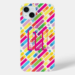 モノグラムレインボー斜め線パターンアーポップ・アートのト iPhone 15 MINIケース