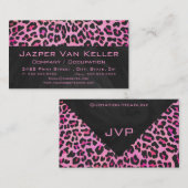 モノグラムレオパードブラックアンドホットピンクプリント 名刺 (正面/裏面)