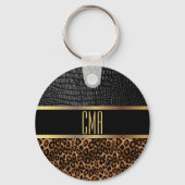 モノグラムレザーとヒョウ柄 キーホルダー (裏面)
