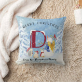 モノグラムレターキュートエンジェル雪だるまクリスマス クッション (ブランケット)