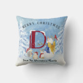 モノグラムレターキュートエンジェル雪だるまクリスマス クッション (裏面)