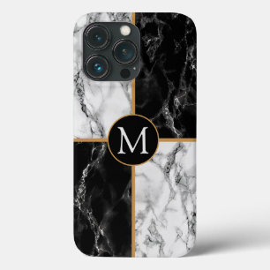 モノグラムレターケース白黒大理石 iPhone 13 PROケース