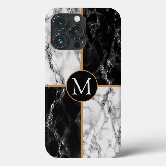 モノグラムレターケース白黒大理石 Case-Mate iPhoneケース (裏面)