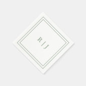 モノグラムレターズイニシャルセージシンプルグリーン結婚ズ スタンダードカクテルナプキン (角)