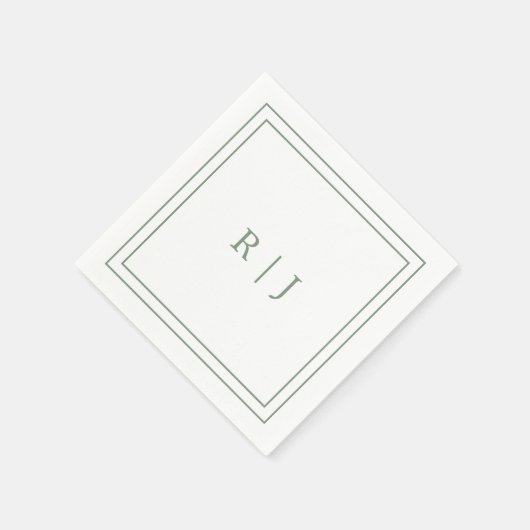 モノグラムレターズイニシャルセージシンプルグリーン結婚ズ スタンダードカクテルナプキン (角)