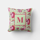 モノグラムレターパグドナッツカップケーキかわいい犬のパターン クッション (正面)