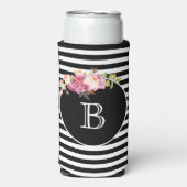 モノグラムレターブラック&ホワイトストライプ スリム缶クーラー (Seltzer正面)