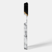 モノグラムレター白黒大理石パーソナライズされた iPhoneケース (右側面)