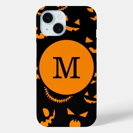 モノグラムレター スプーキー ジャック・オ・ランタン フェイス Case-Mate iPhoneケース (裏面)
