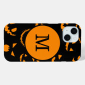 モノグラムレター スプーキー ジャック・オ・ランタン フェイス Case-Mate iPhoneケース (裏面 (横))