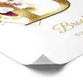 モノグラムレターBゴールドフォイル&ピンクフローラ子供部屋 ポスター (角)