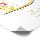 モノグラムレターDゴールドフォイル&ピンクフローラ子供部屋 ポスター (角)