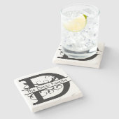 モノグラムレターDパーソナライズされたストーンコースター ストーンコースター (横)