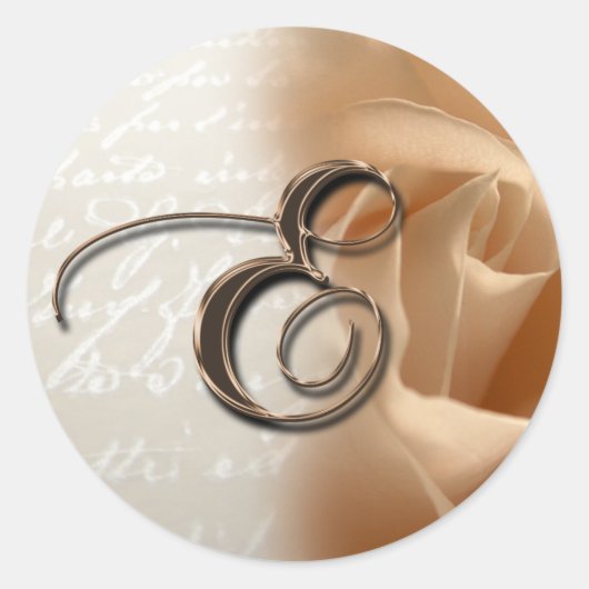 モノグラムレターEバラ結婚写真封筒用シール ラウンドシール (正面)