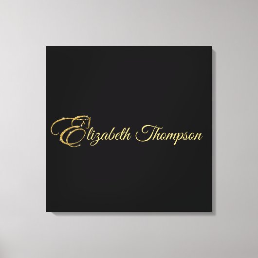 モノグラムレターEホース金ゴールドグリッター キャンバスプリント (正面)