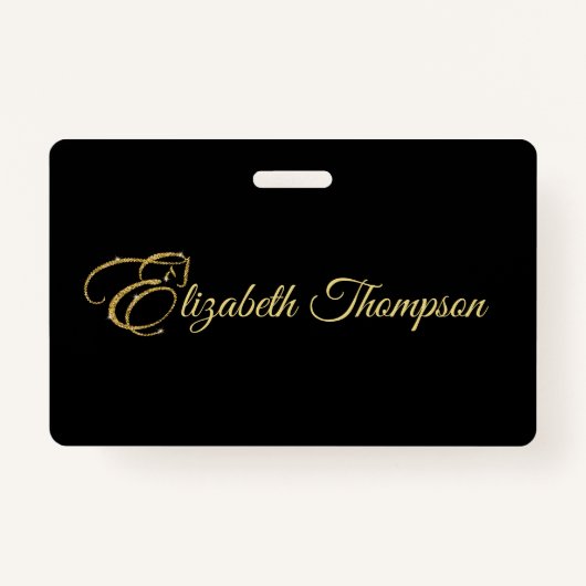 モノグラムレターEホース金ゴールドグリッター バッジ (正面)