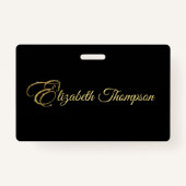 モノグラムレターEホース金ゴールドグリッター バッジ (裏面)